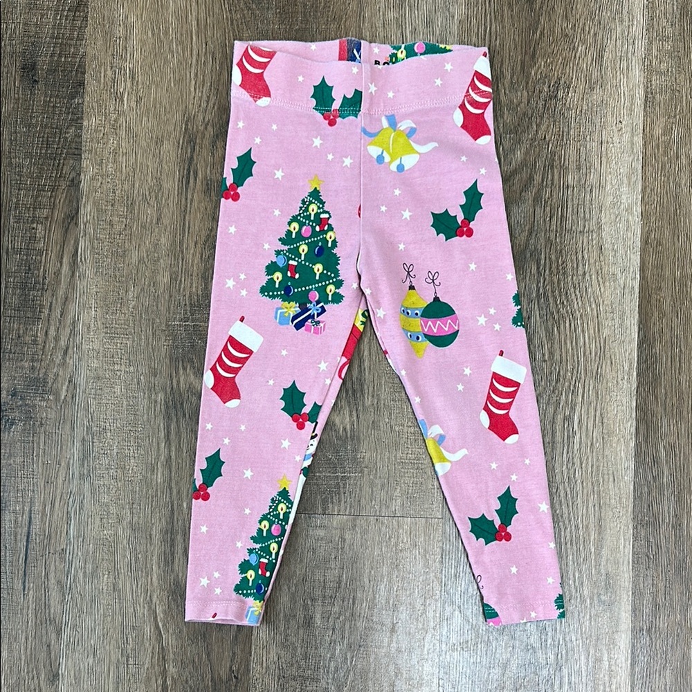 Mini Boden,Festive Pink Christmas Tree Leggings for Kids